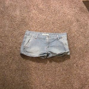 Striped denim shorts